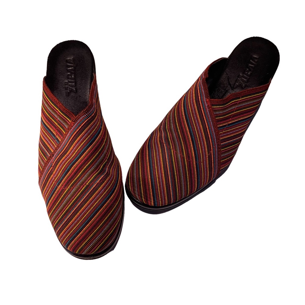 Vivanz Mule Clog Multi-Colored Striped Slip On Women's Shoe's